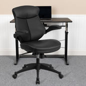 Flash Furniture Mid-Back LeatherSoft Executive Swivel Ergonomic Office Chair with Back Angle Adjustment and Flip-Up Arms