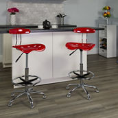 Flash Furniture Vibrant Chrome Drafting Stool with Tractor Seat