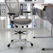 Flash Furniture Mid-Back Mesh Ergonomic Drafting Chair with Adjustable Chrome Foot Ring, Adjustable Arms