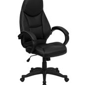 Flash Furniture High Back LeatherSoft Contemporary Executive Swivel Ergonomic Office Chair with Curved Back and Loop Arms