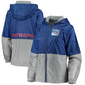 Women's G-III 4Her by Carl Banks Blue New York Rangers Strike Zone Raglan Hoodie Full-Zip Jacket