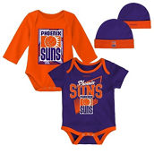 Infant Mitchell & Ness Blue/Orange Phoenix Suns Hardwood Classics Bodysuits & Cuffed Knit Hat Set