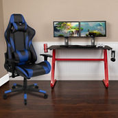 Flash Furniture Gaming Desk and Reclining Gaming Chair Set with Cup Holder and Headphone Hook