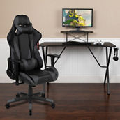Flash Furniture Gaming Desk and Reclining Gaming Chair Set with Cup Holder, Headphone Hook, and Monitor/Smartphone Stand
