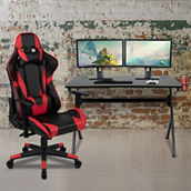 Flash Furniture Gaming Desk and Reclining Gaming Chair Set with Cup Holder, Headphone Hook & 2 Wire Management Holes