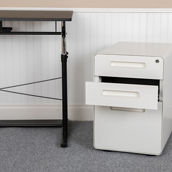 Flash Furniture Ergonomic 3-Drawer Mobile Locking Filing Cabinet with Anti-Tilt Mechanism and Hanging Drawer for Legal & Letter Files