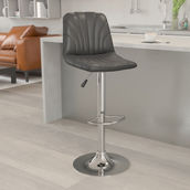 Flash Furniture Contemporary Vinyl Adjustable Height Barstool with Embellished Stitch Design and Chrome Base