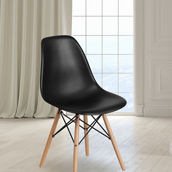 Flash Furniture Elon Series Plastic Chair with Wooden Legs