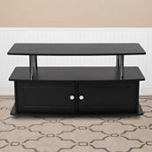 Flash Furniture Evanston TV Stand with Shelves, Cabinet and Stainless Steel Tubing