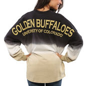Women's Black Colorado Buffaloes Ombre Long Sleeve Dip-Dyed Spirit Jersey