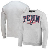 League Collegiate Wear Men's Heathered Gray Pennsylvania Quakers Upperclassman Pocket Pullover Sweatshirt