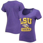 Women's Colosseum Heathered Purple LSU Tigers Core Playbook Pillbox V-Neck T-Shirt