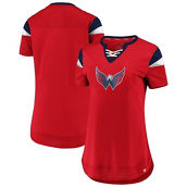 Fanatics Branded Women's Red Washington Capitals Iconic Athena Lace-Up V-Neck T-Shirt
