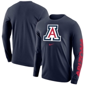 Men's Nike Navy Arizona Wildcats Team Lockup 2-Hit Long Sleeve T-Shirt