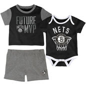 Infant Black Brooklyn Nets Putting Up Numbers Bodysuit T-Shirt & Shorts Set