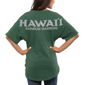 Women's Green Hawaii Warriors Spirit Jersey Oversized T-Shirt