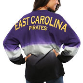 Women's Purple East Carolina Pirates Ombre Long Sleeve Dip-Dyed Spirit Jersey