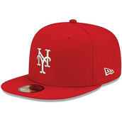 Men's New Era Red New York Mets Logo White 59FIFTY Fitted Hat