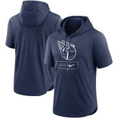 Men's Nike Navy Cleveland Guardians Logo Lockup Performance Short-Sleeved Pullover Hoodie