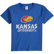 Two Feet Ahead Youth Royal Kansas Jayhawks Team Logo T-Shirt