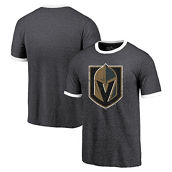 Majestic Threads Men's Threads Heathered Black Vegas Golden Knights Ringer Contrast Tri-Blend T-Shirt