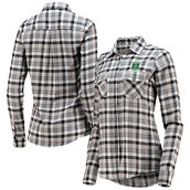 Women's Antigua Black/Gray Austin FC Ease Flannel Long Sleeve Button-Up Shirt