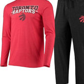 Men's Concepts Sport Black/Red Toronto Raptors Long Sleeve T-Shirt & Pants Sleep Set