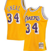 Men's Mitchell & Ness Shaquille O'Neal Gold Los Angeles Lakers Hardwood Classics 1996-97 Swingman Jersey