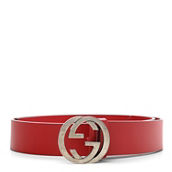 Gucci Rosso Red Leather Interlocking GG Buckle 90/36 Belt 546389
