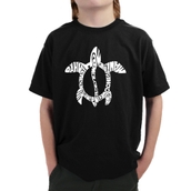 LA Pop Art Boy's Word Art T-shirt - Honu Turtle - Hawaiian Islands