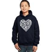 LA Pop Art Boy's Word Art Hooded Sweatshirt - Paw Prints Heart