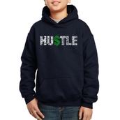 LA Pop Art Boy's Word Art Hooded Sweatshirt - Hustle