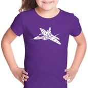 LA Pop Art Girl's Word Art T-shirt - FIGHTER JET - NEED FOR SPEED