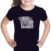 LA Pop Art Girl's Word Art T-shirt - Pug Face
