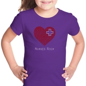 LA Pop Art Girl's Word Art T-shirt - Nurses Rock