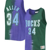 Men's Mitchell & Ness Ray Allen Green/Purple Milwaukee Bucks Hardwood Classics Tie-Dye Name & Number Tank Top