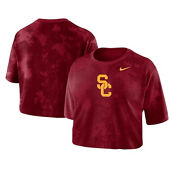Nike Women's Crimson USC Trojans Tie-Dye Cropped T-Shirt