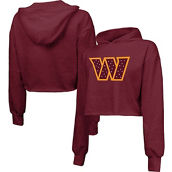 Majestic Threads Women's Threads Burgundy Washington Commanders Bling Tri-Blend Cropped Pullover Hoodie