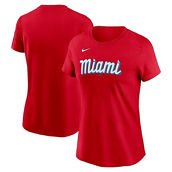 Women's Nike Red Miami Marlins City Connect Wordmark T-Shirt