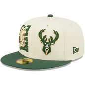 Men's New Era Cream/Hunter Green Milwaukee Bucks 2022 NBA Draft 59FIFTY Fitted Hat