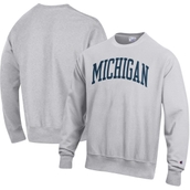 Champion Men's Heathered Gray Michigan Wolverines Arch Reverse Weave Pullover Sweatshirt
