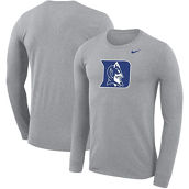Men's Nike Heathered Gray Duke Blue Devils School Logo Legend Performance Long Sleeve T-Shirt