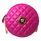 Versace La Medusa Round Quilted Leather Pink Shoulder Bag 1002866