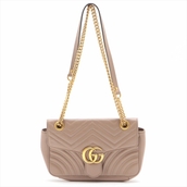 Gucci Dusty Pink Matelasse Chevron Heart GG Marmont Flap Bag Mini active (Pre-Owned)
