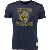 Original Retro Brand Men's Heather Navy Michigan Wolverines Vintage Wolverbear Tri-Blend T-Shirt