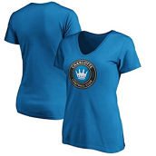 Women's Fanatics Branded Blue Charlotte FC Primary Logo V-Neck T-Shirt