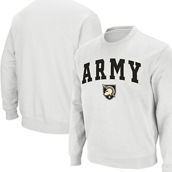 Men's Colosseum White Army Black Knights Arch & Logo Crew Neck Sweatshirt