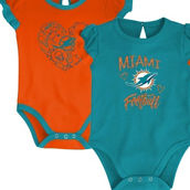 Newborn & Infant Aqua/Orange Miami Dolphins Too Much Love Two-Piece Bodysuit Set