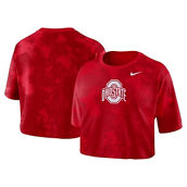 Women's Nike Scarlet Ohio State Buckeyes Tie-Dye Cropped T-Shirt