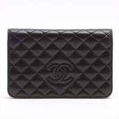 Chanel Black Matelasse Lambskin Chain wallet GHW  (Pre-Owned)